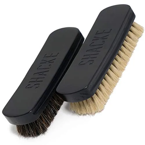 7" Horsehair Shoe Brushes (2pcs) – 2 Color Hair Made for Light & Dark Shoes or Boots