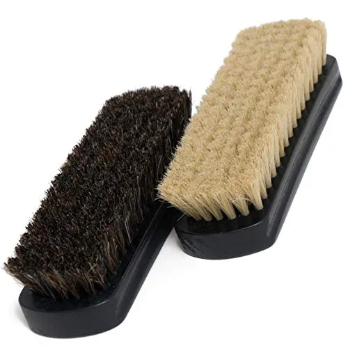 7" Horsehair Shoe Brushes (2pcs) – 2 Color Hair Made for Light & Dark Shoes or Boots