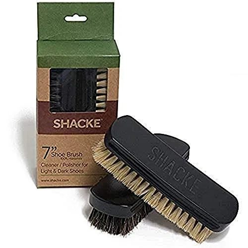 7" Horsehair Shoe Brushes (2pcs) – 2 Color Hair Made for Light & Dark Shoes or Boots