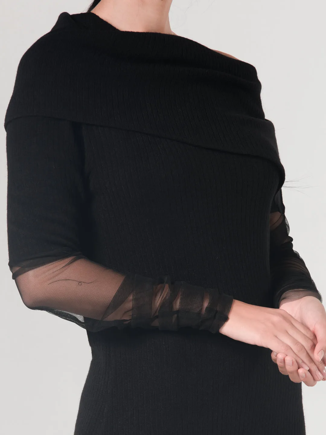 Asymmetric Black Tunic Dress by Metamorphoza