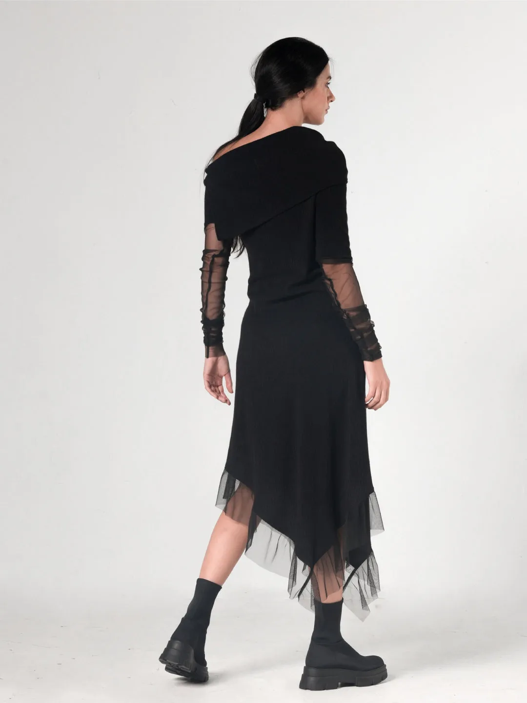 Asymmetric Black Tunic Dress by Metamorphoza