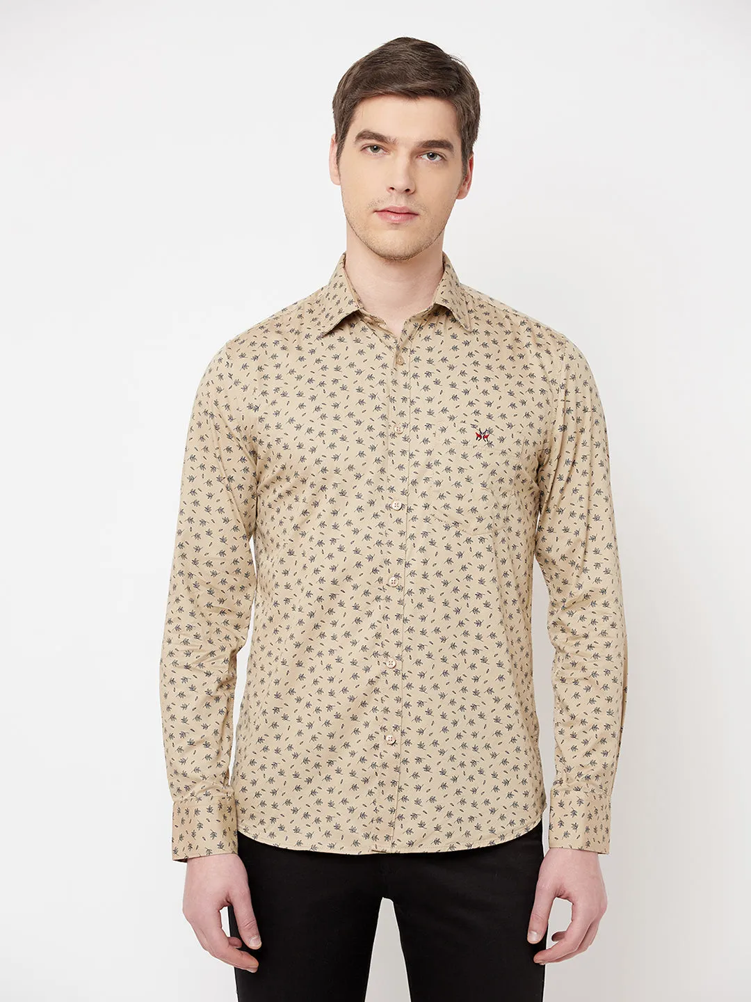 Beige Floral Shirt