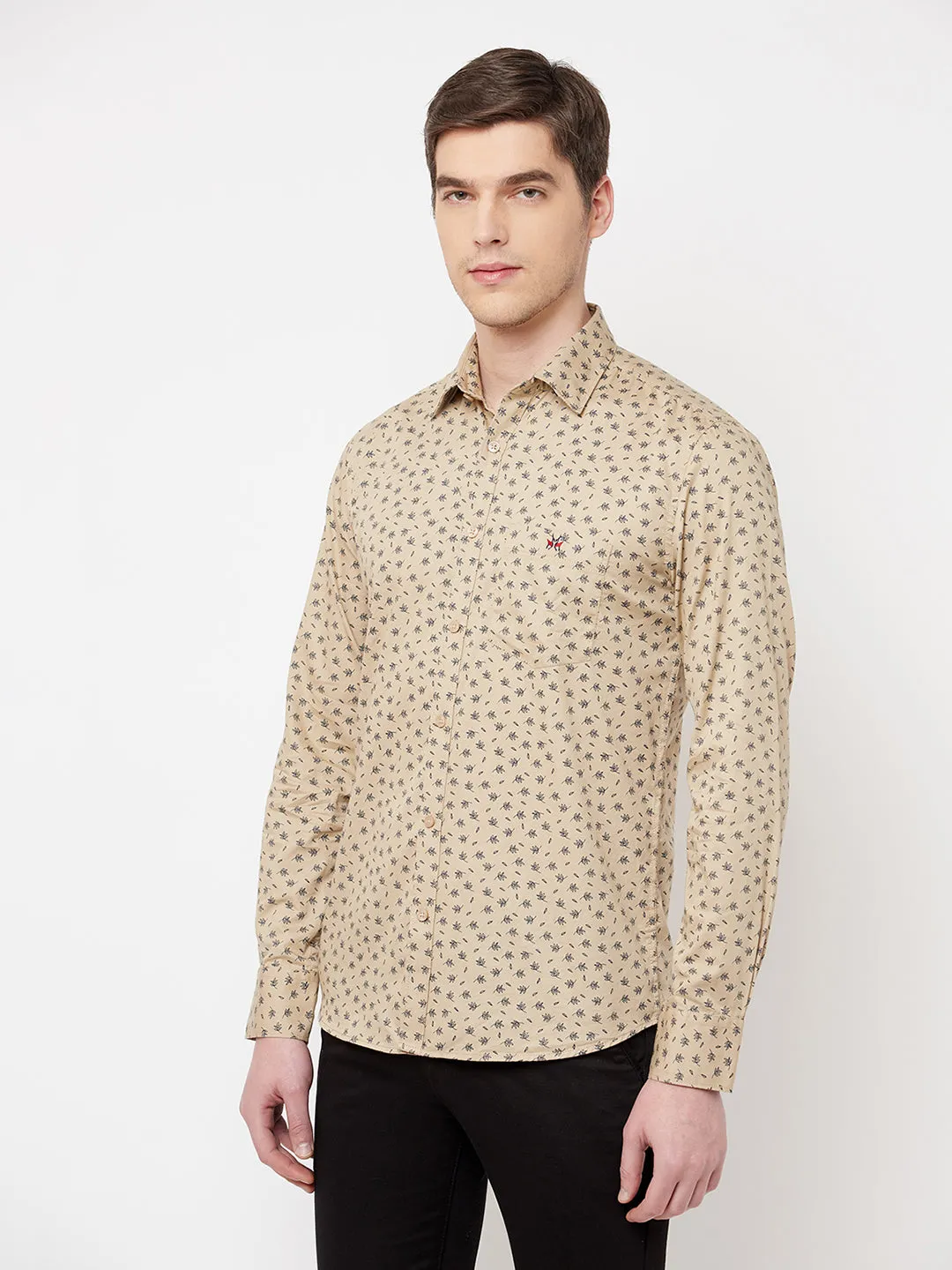 Beige Floral Shirt