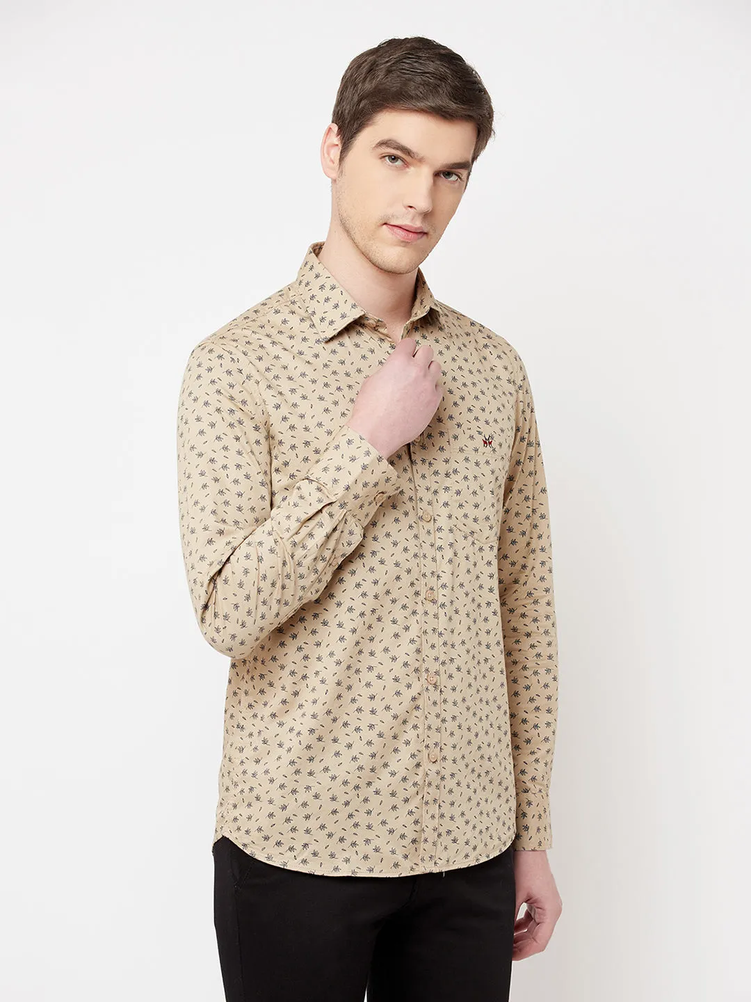 Beige Floral Shirt