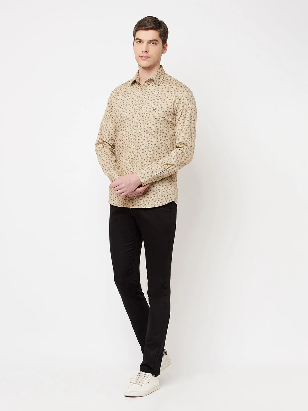 Beige Floral Shirt