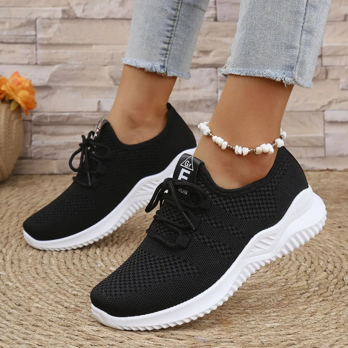 Breathable Mesh Lace Up Athletic