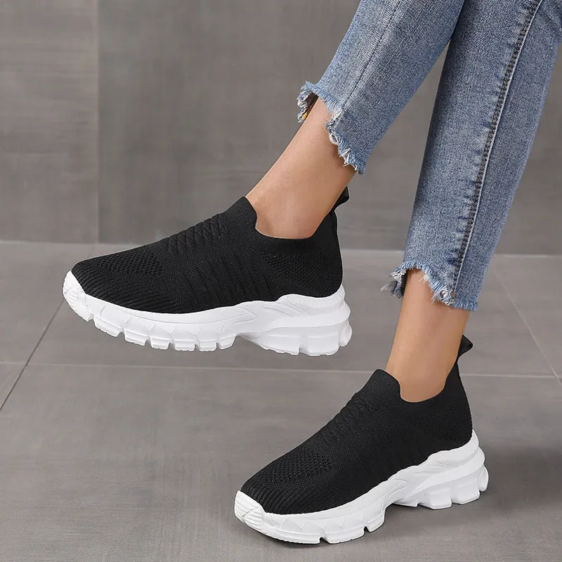 Breathable Mesh Round Toe Platform Athletic