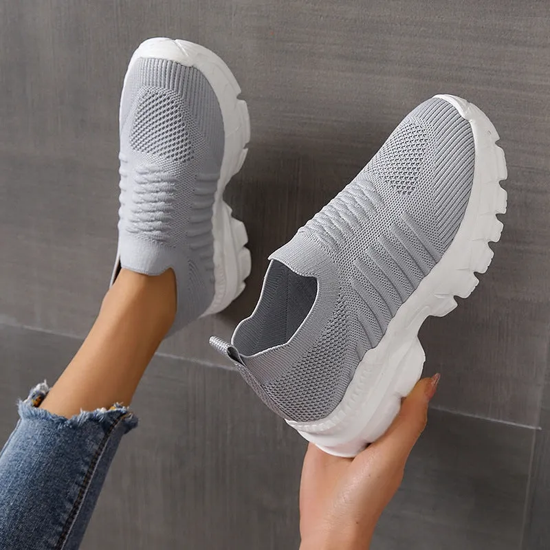 Breathable Mesh Round Toe Platform Athletic