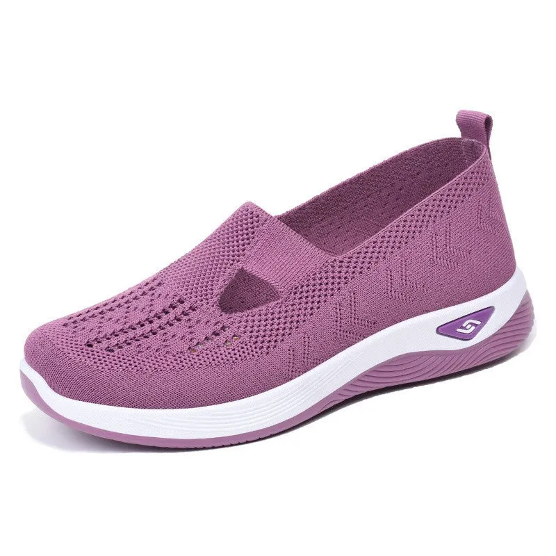 Breathable Mesh Round Toe Wedge Sneakers
