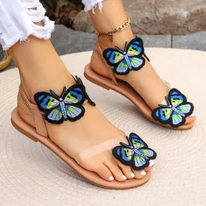 Butterfly Toe Loop Flat Sandals