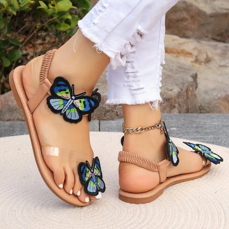 Butterfly Toe Loop Flat Sandals