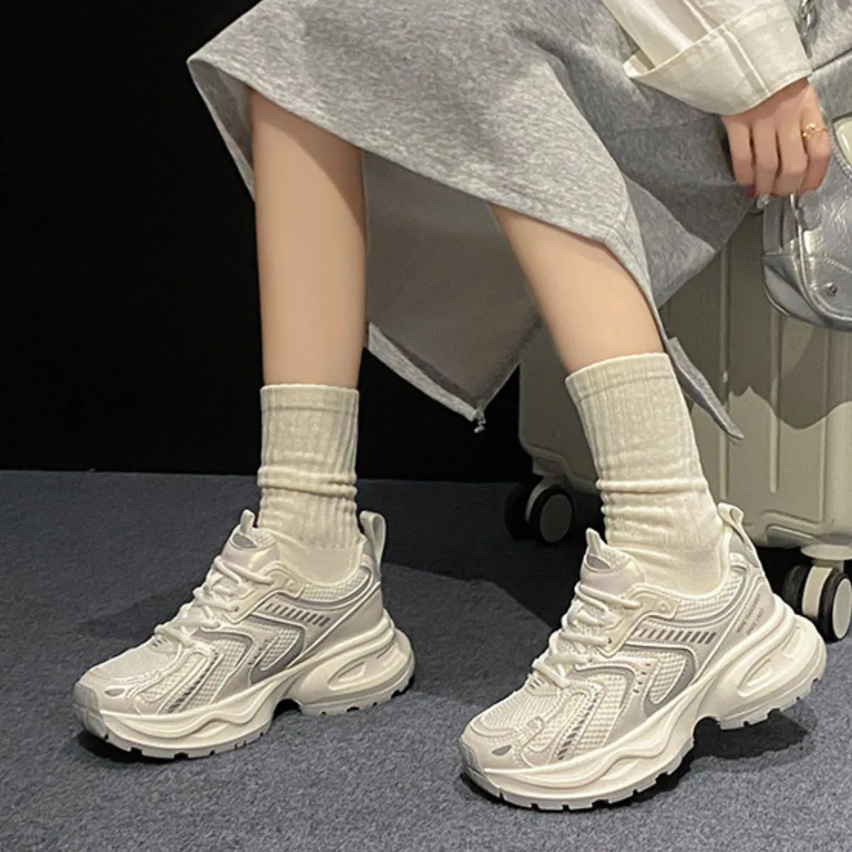 Contrast Mesh Platform Athletic