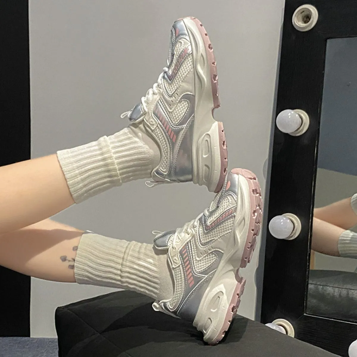 Contrast Mesh Platform Athletic