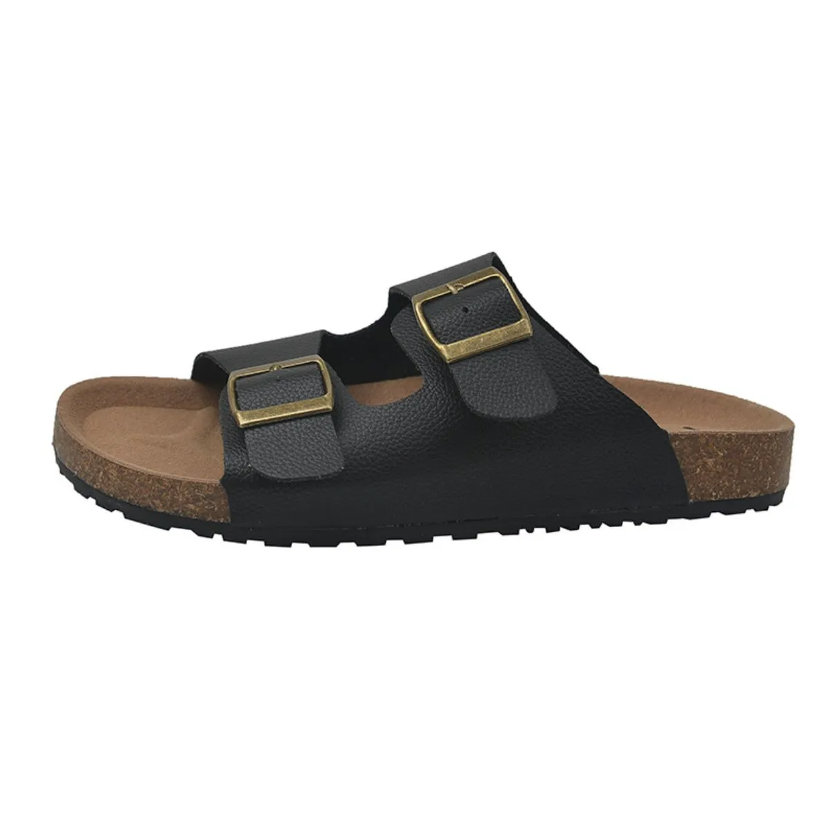 Double Buckle Flat Sandals