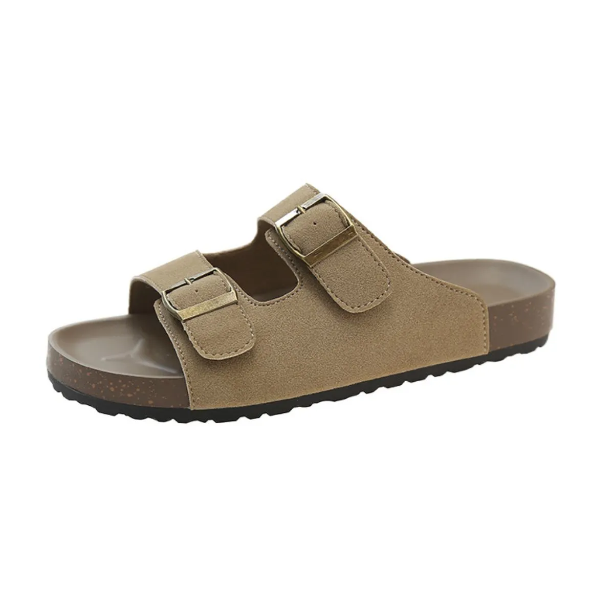 Double Buckle Flats Sandals
