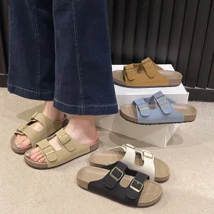 Double Buckle Flats Sandals