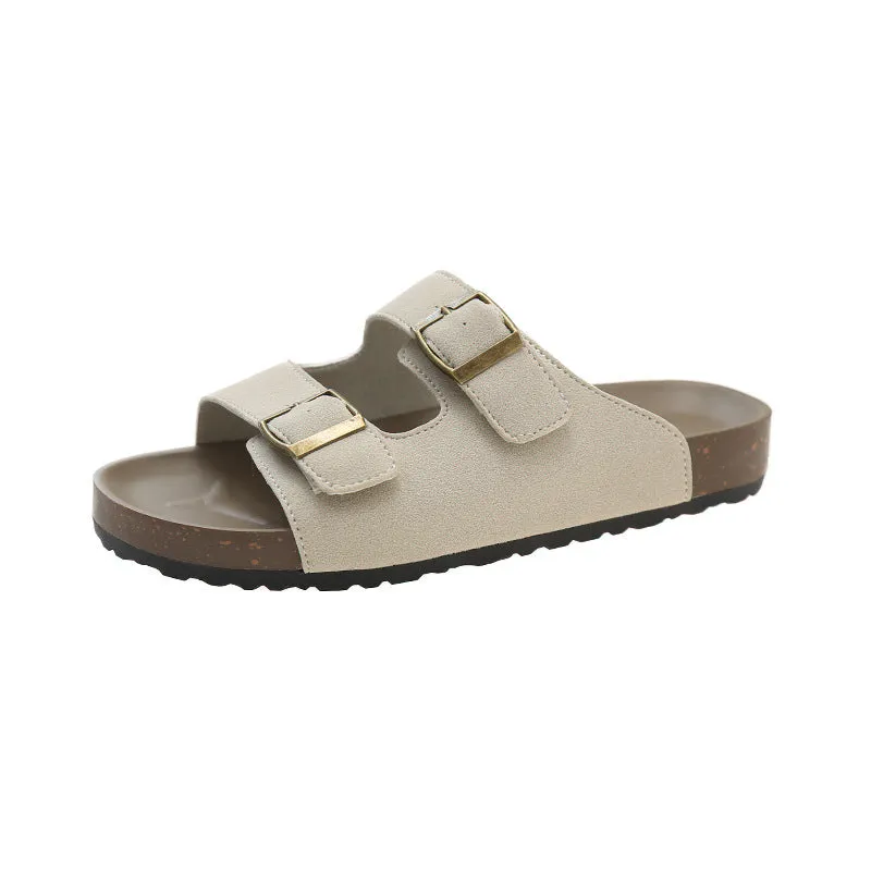 Double Buckle Flats Sandals