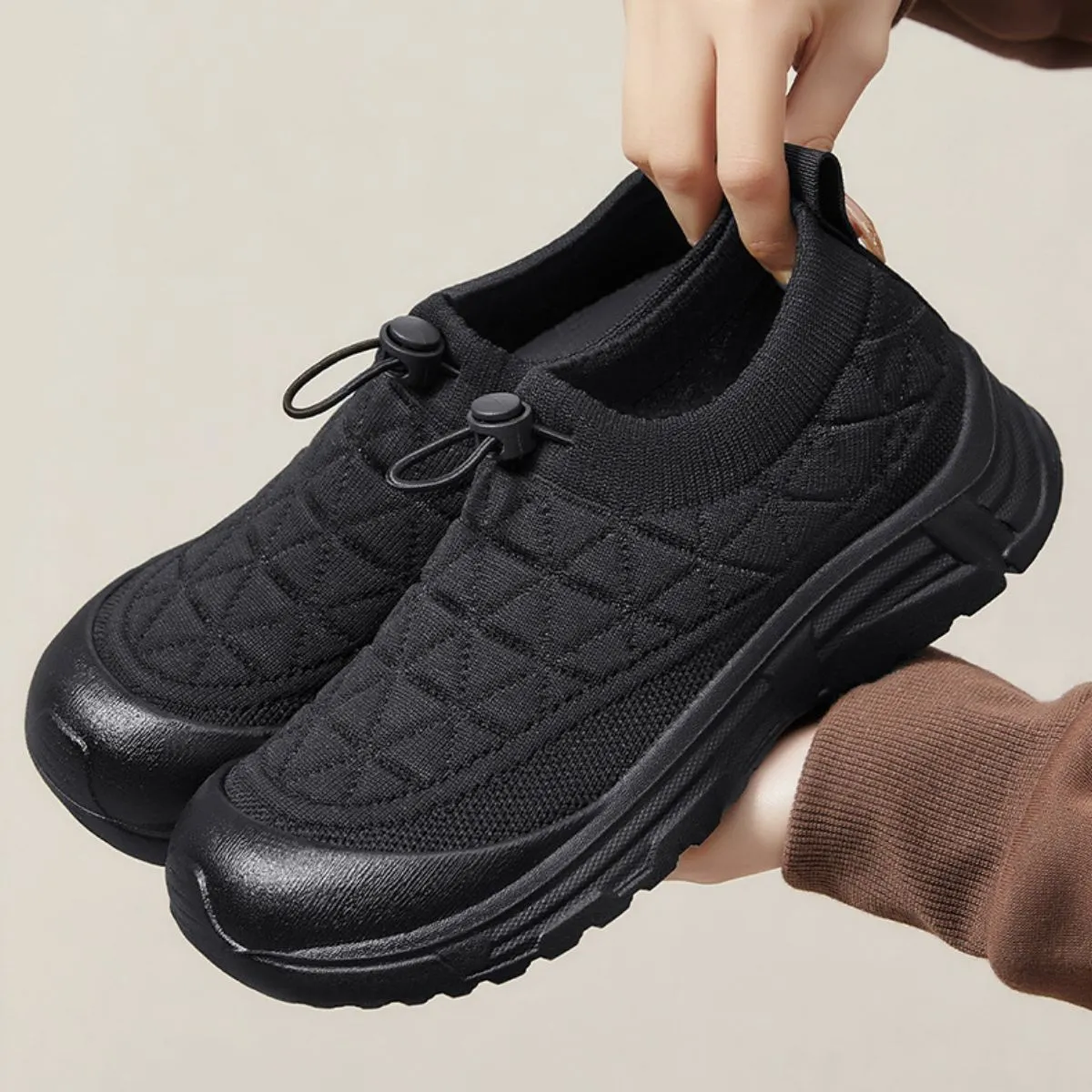 Drawstring Mesh Round Toe Sneakers