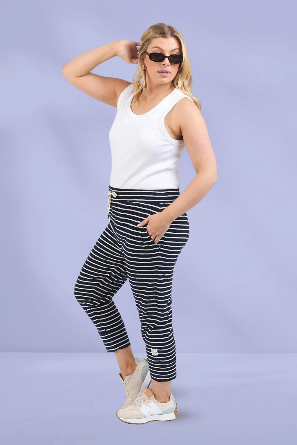 Elm Brunch Pants Navy White Stripe