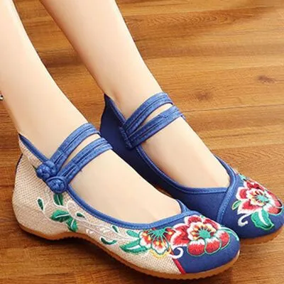Embroidered Flat Slip-Ons