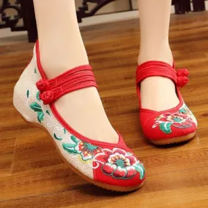 Embroidered Flat Slip-Ons