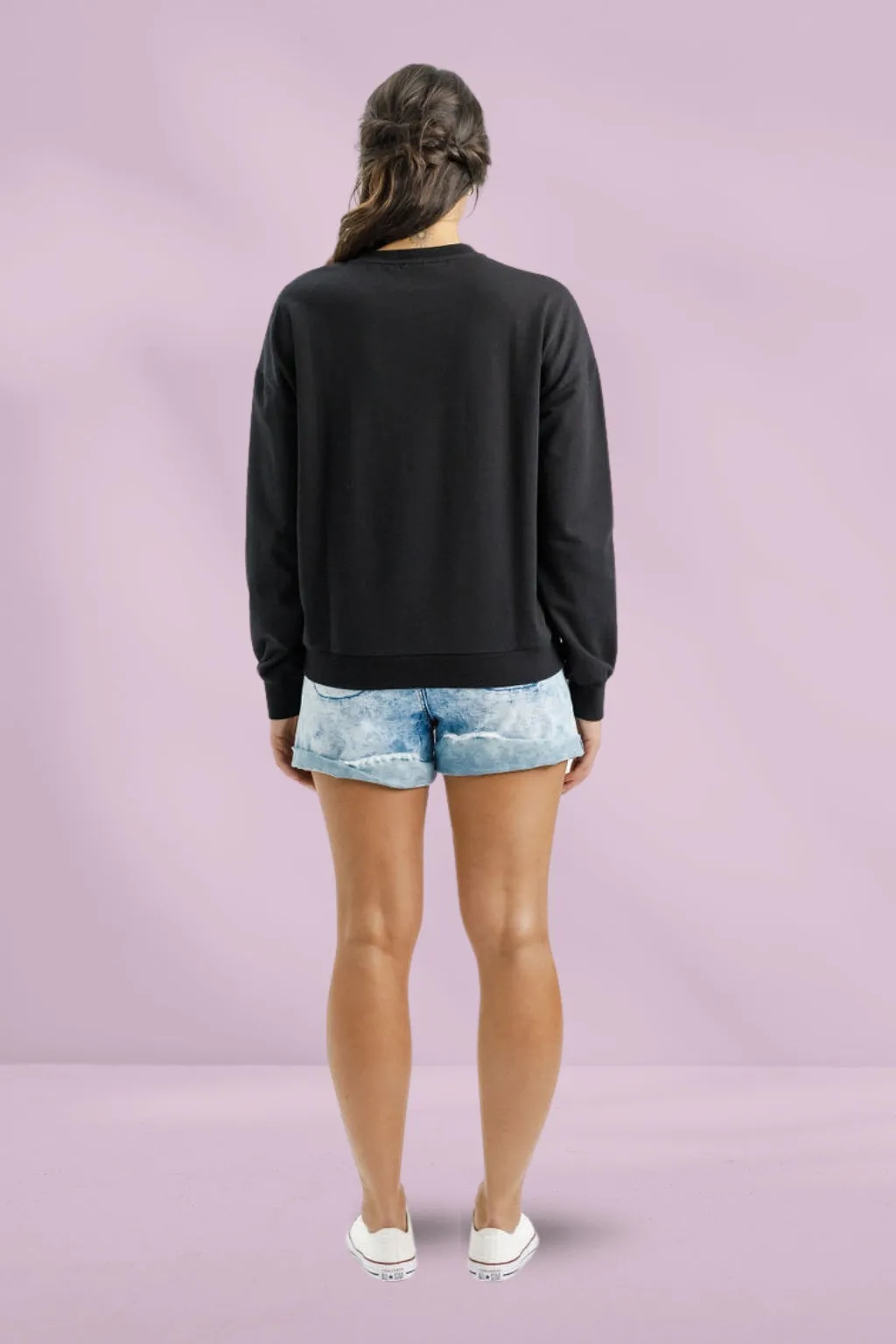 Homelee Kayla Crew Black with Sunset Floral X