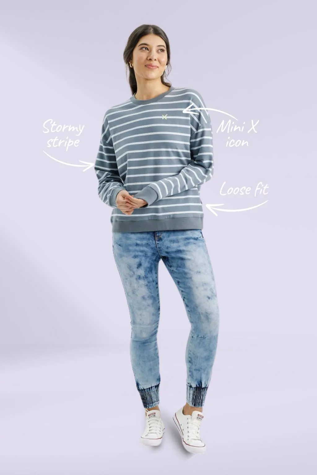 Homelee Kayla Crew Stormy Stripe