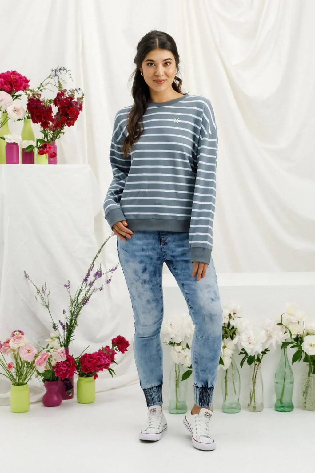 Homelee Kayla Crew Stormy Stripe