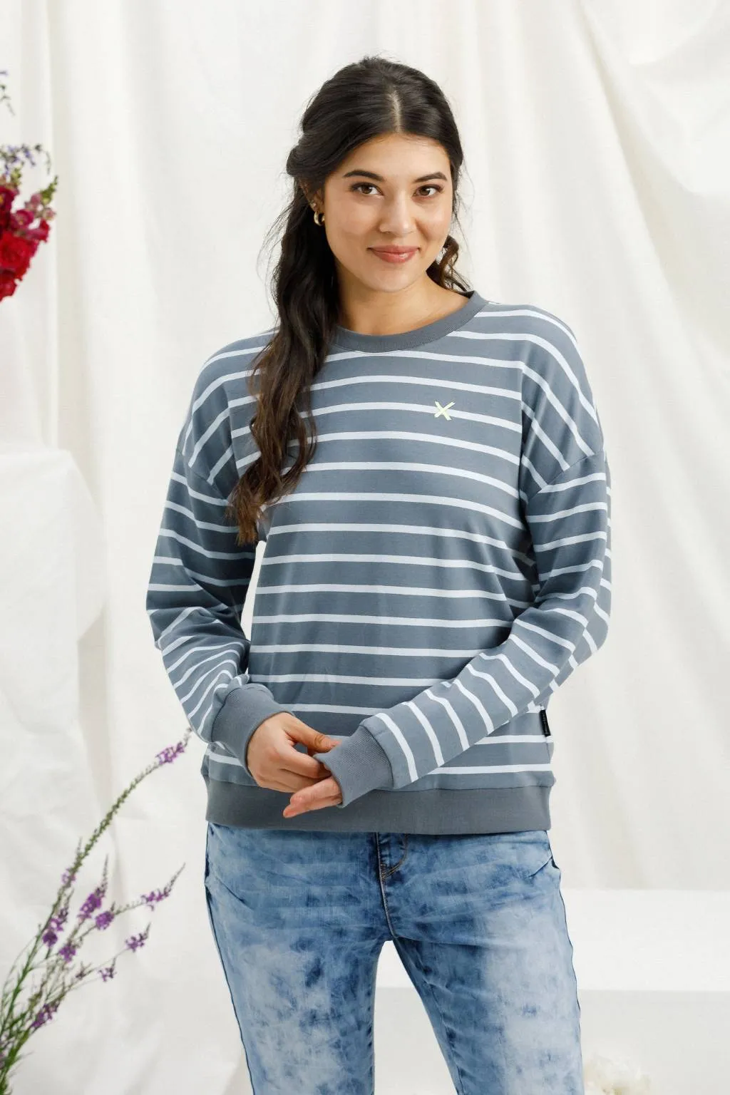 Homelee Kayla Crew Stormy Stripe