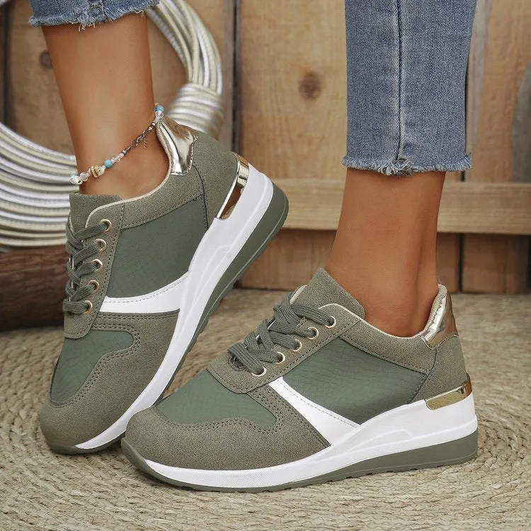 Lace Up Wedge Sneakers