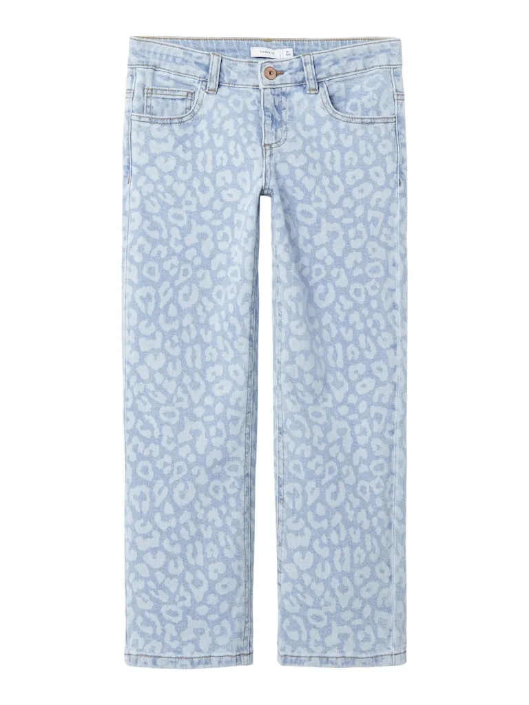 Name it Girls Wide Leg Jeans - Leopard Print