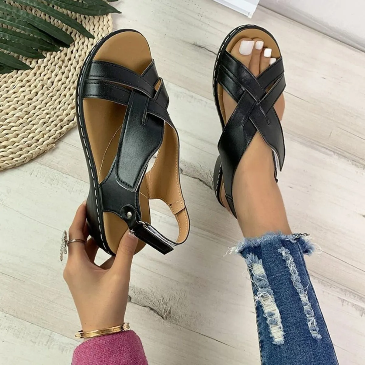 Open Toe Flats Sandals