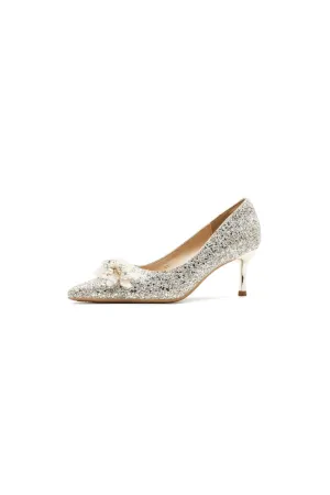 Pearl Detail Point Toe Pumps