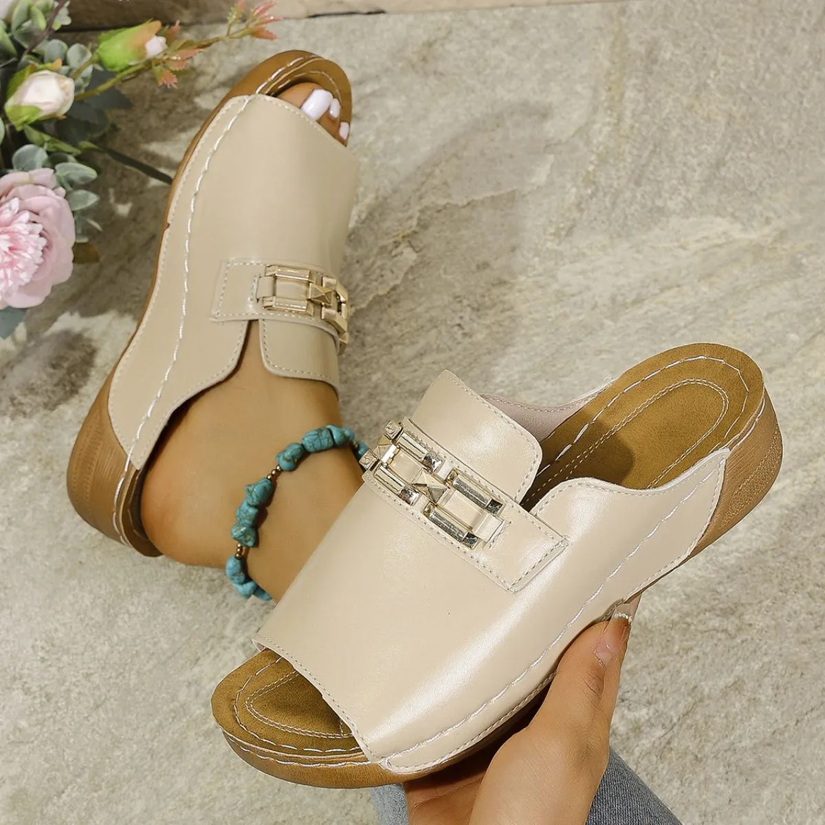 Peep Toe Flats Sandals