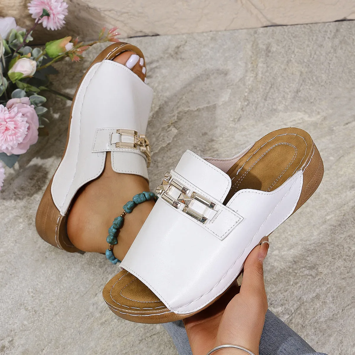 Peep Toe Flats Sandals