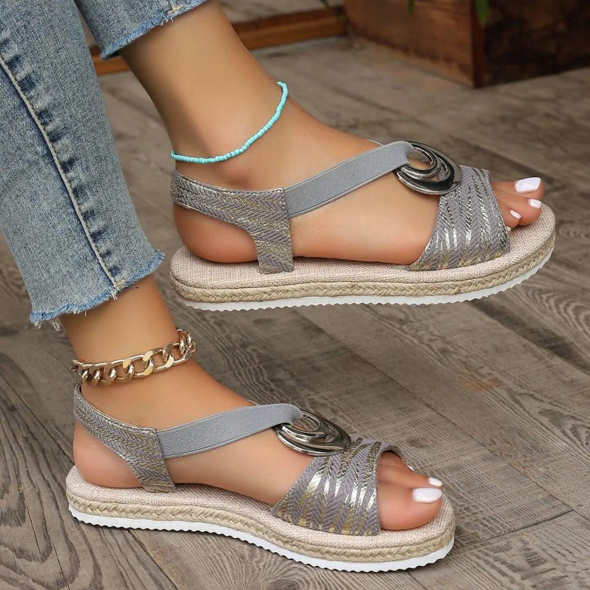 Peep Toe Flats Sandals