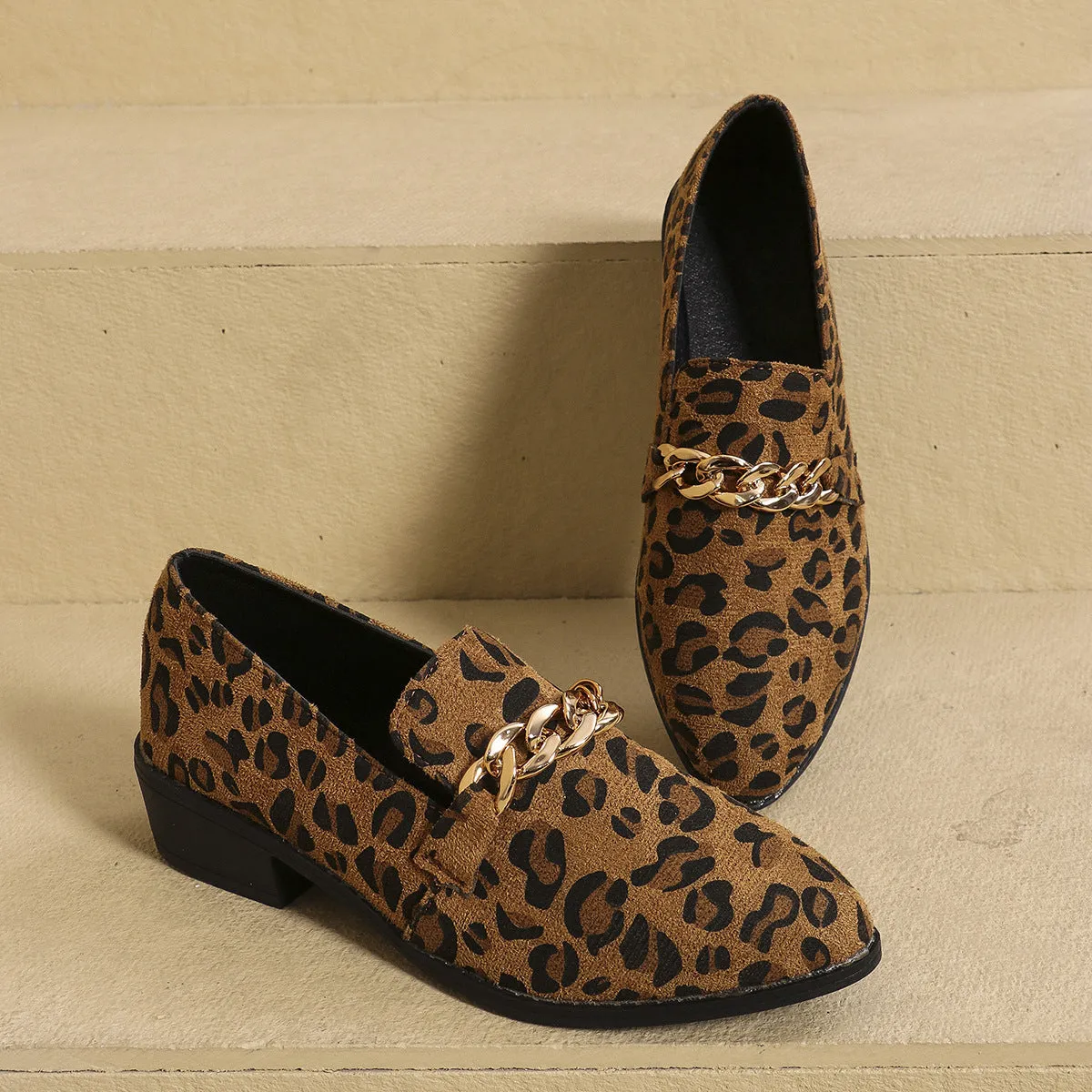 Point Toe Block Heel Loafers