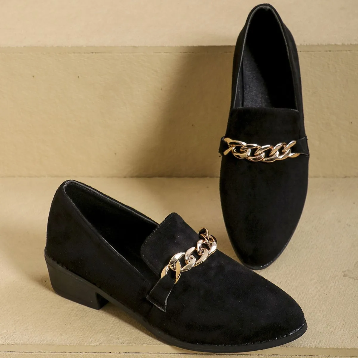 Point Toe Block Heel Loafers