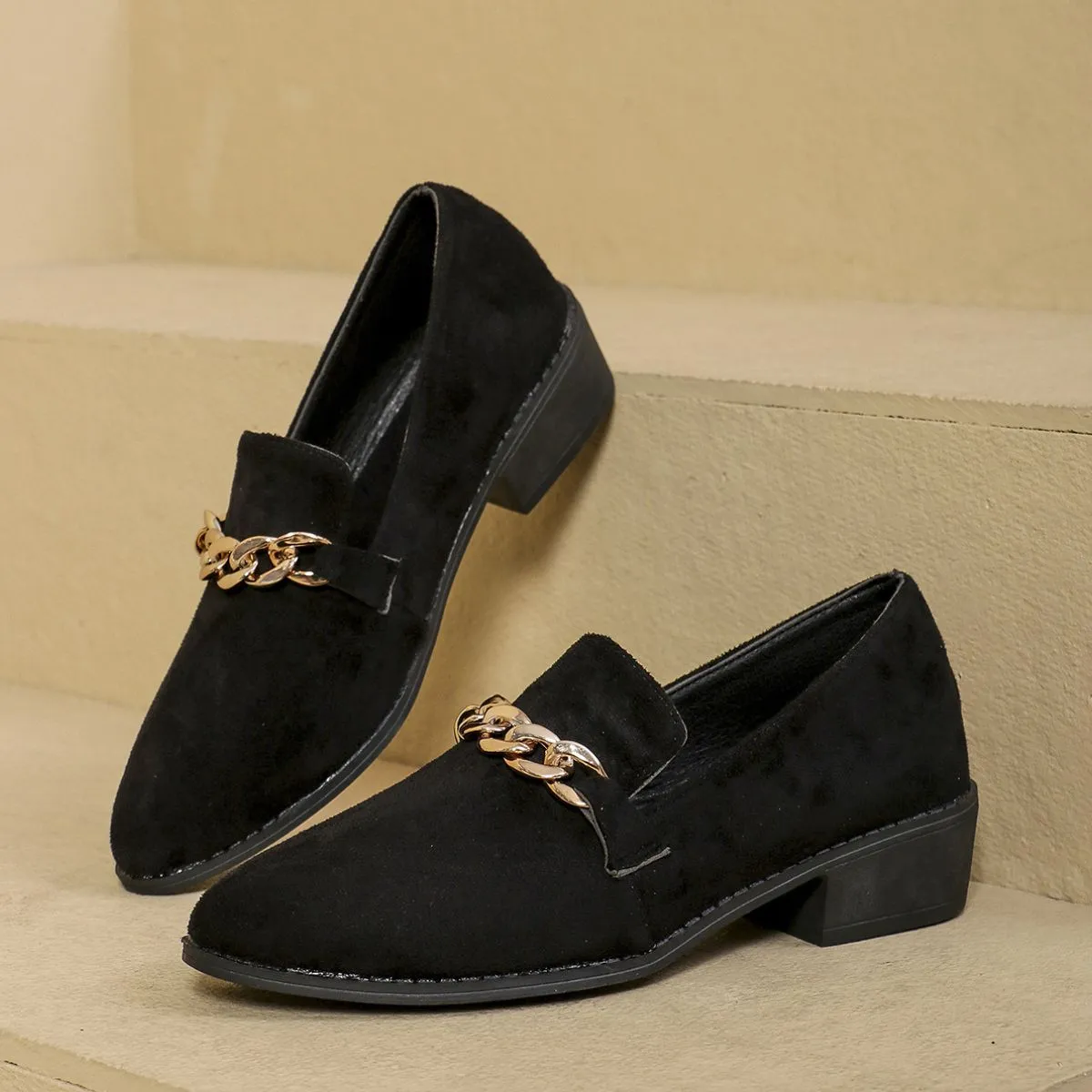 Point Toe Block Heel Loafers
