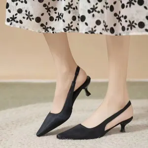Point Toe Kitten Heel Slingback Pumps
