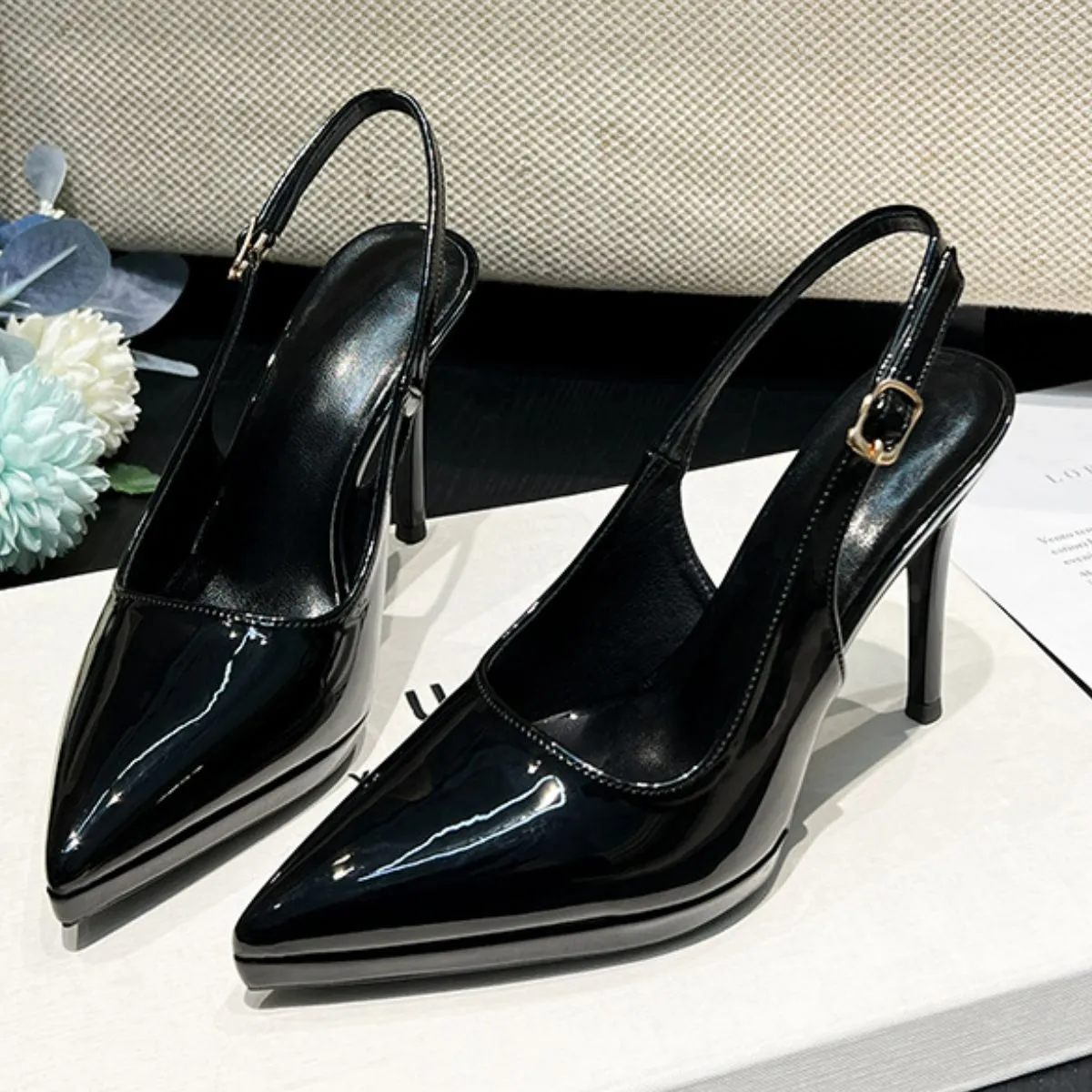 Point Toe Stiletto Slingback Pumps