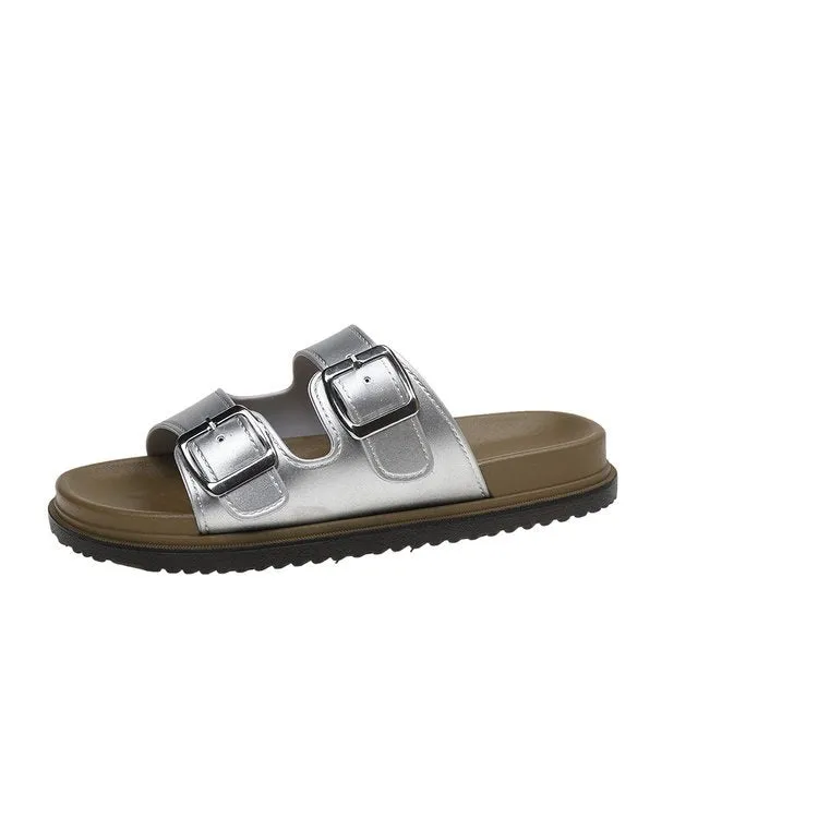 PU Leather Double Buckle Sandals