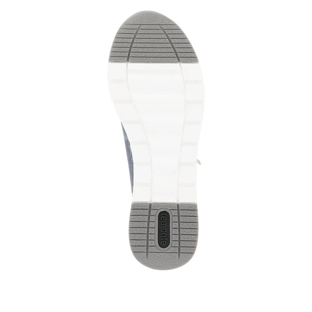 Remonte R6700-13 Ladies Denim Blue Textile Zip & Lace Shoes
