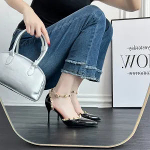 Rivet Detail Point Toe Stiletto Pumps