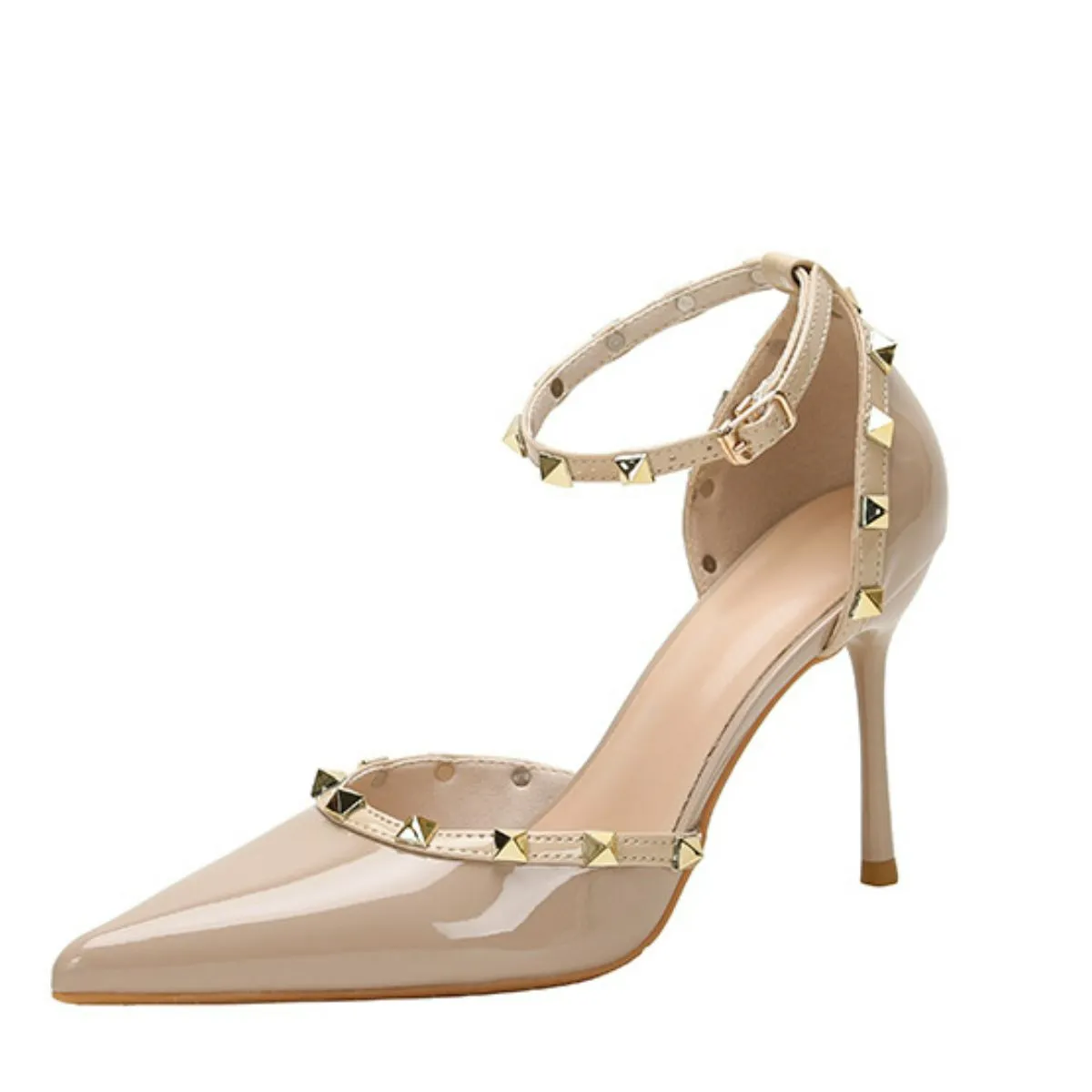 Rivet Detail Point Toe Stiletto Pumps