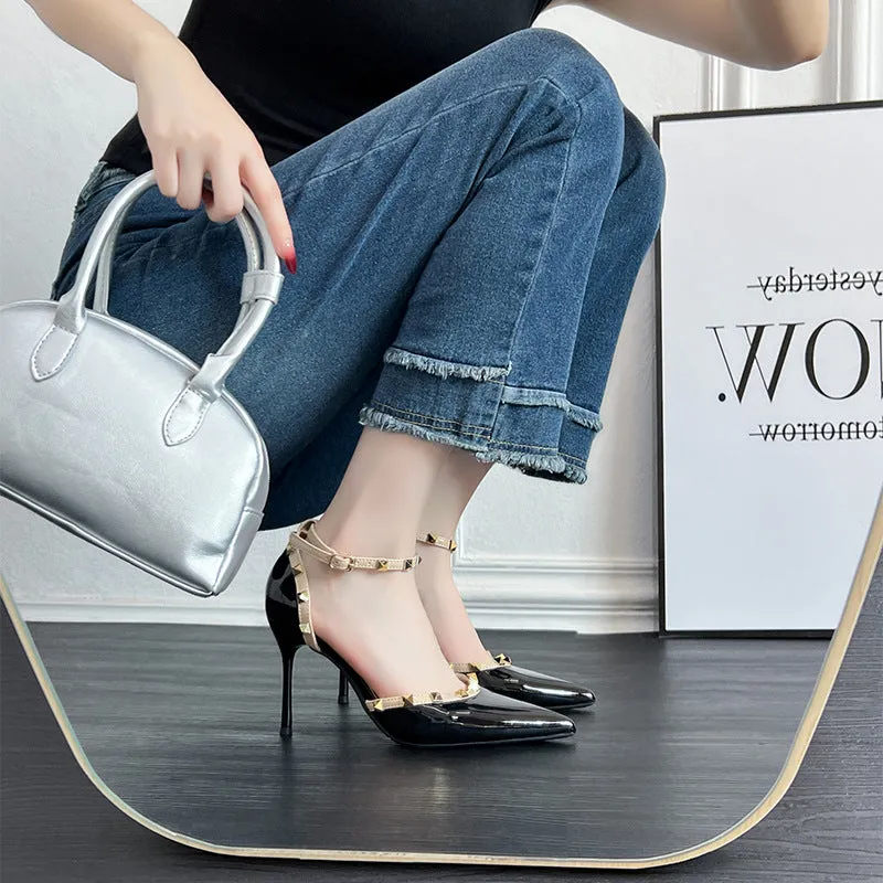 Rivet Detail Point Toe Stiletto Pumps