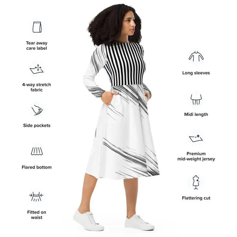 Rock your Look in a Long Sleeve Midi Dress