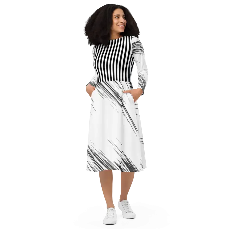 Rock your Look in a Long Sleeve Midi Dress