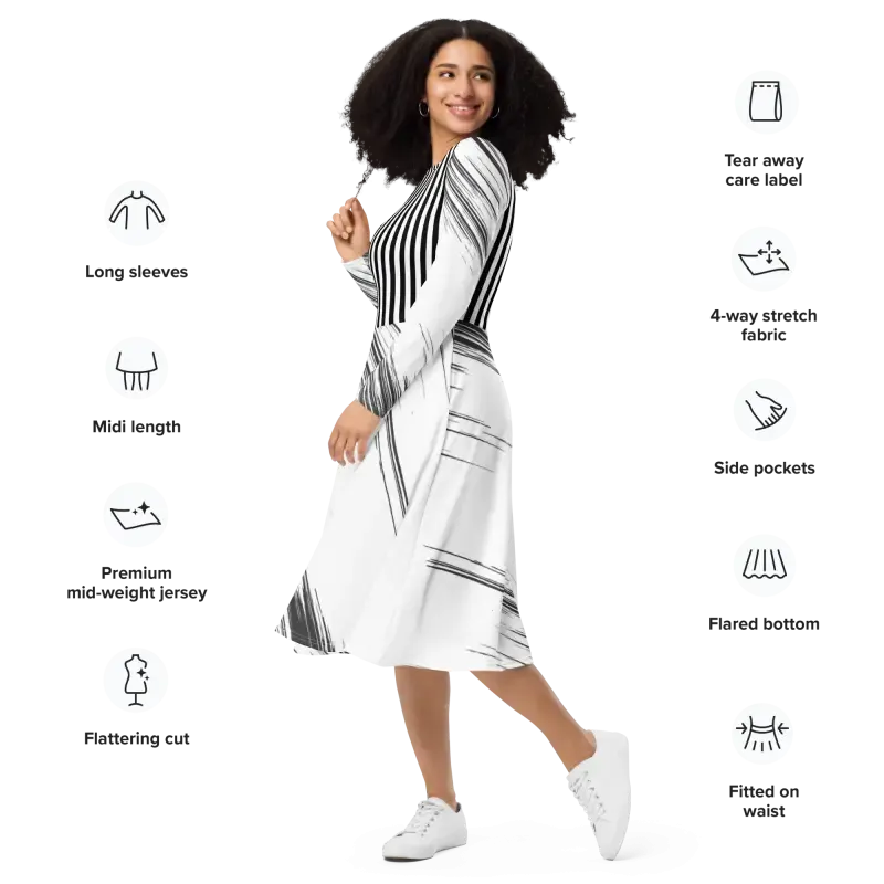 Rock your Look in a Long Sleeve Midi Dress