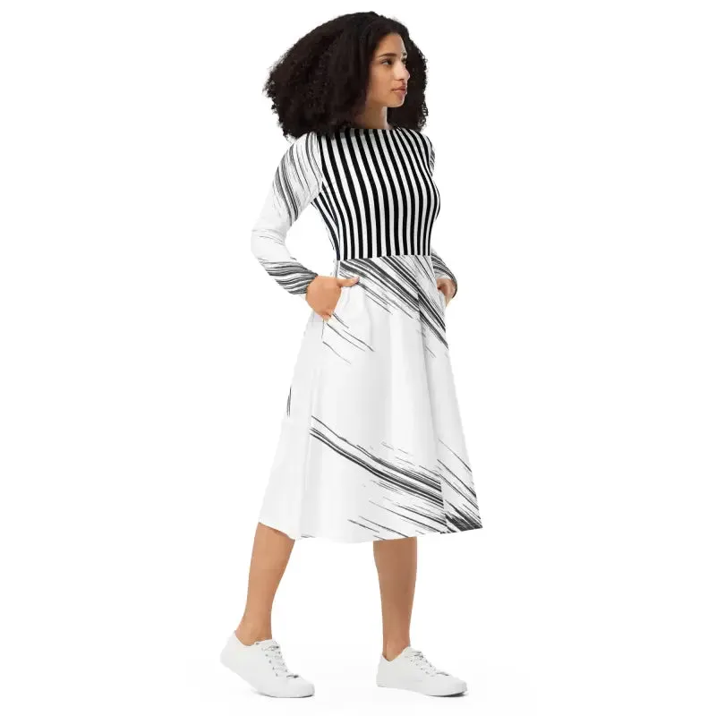 Rock your Look in a Long Sleeve Midi Dress